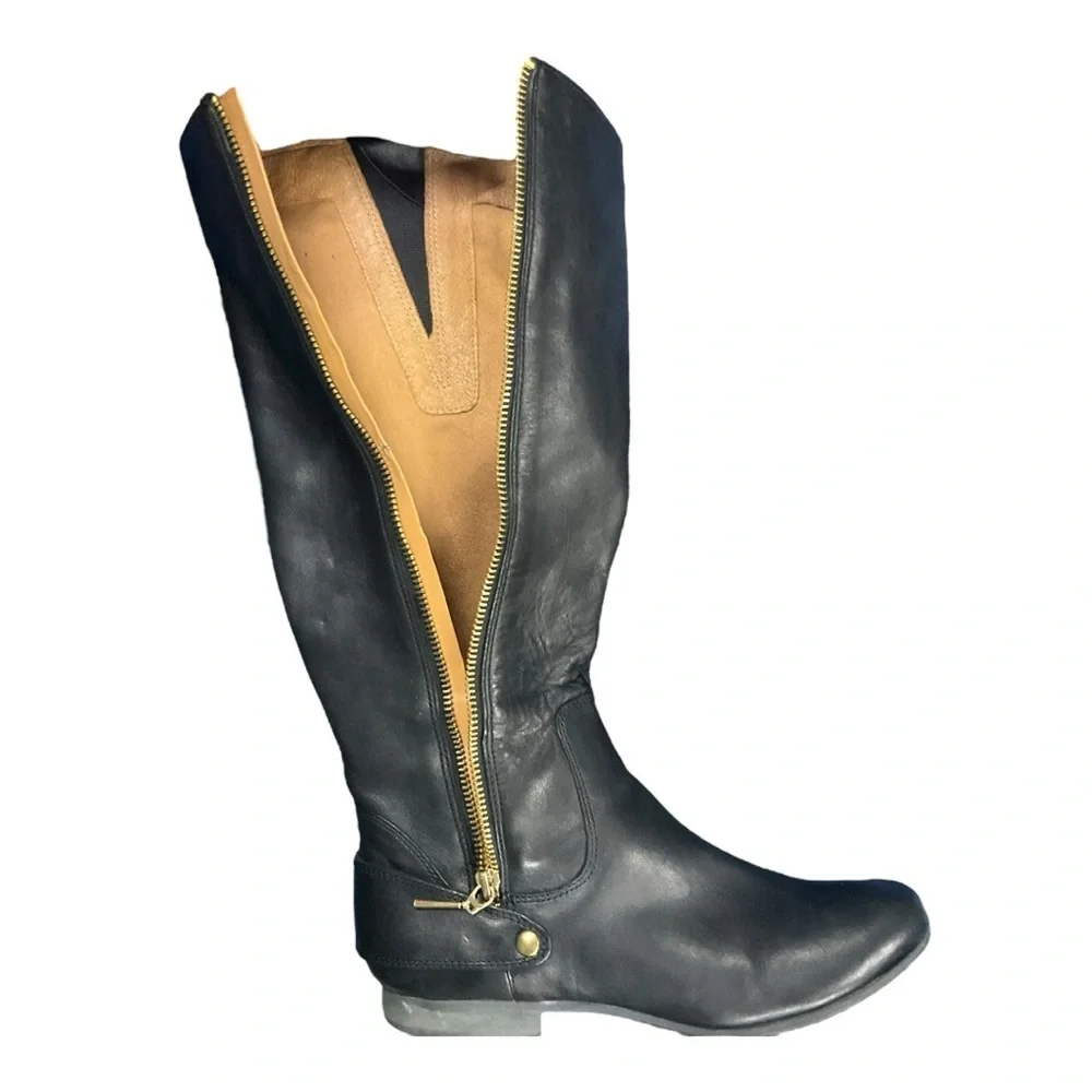 Clarks Black Leather Zip Knee High Boots Womens Size 7 M Style‎ 61267